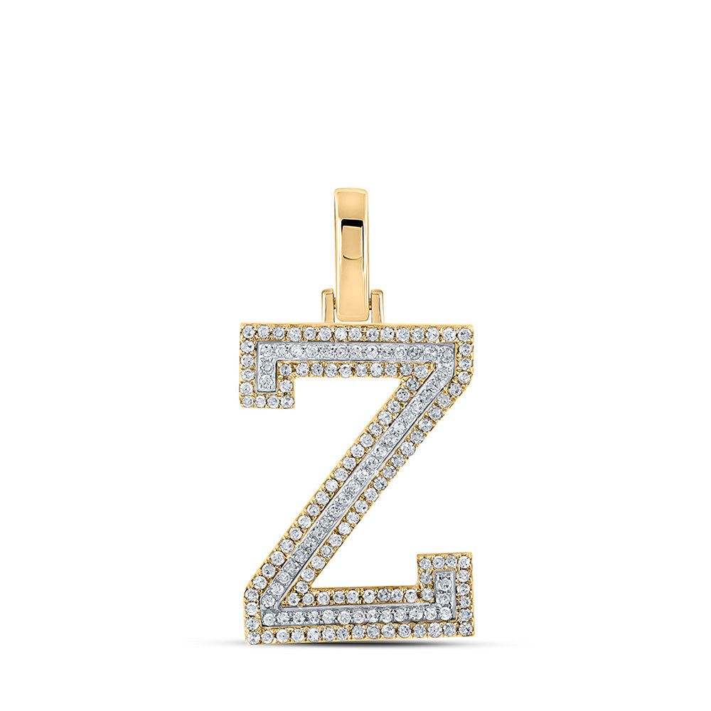 10kt Two-tone Gold Womens Round Diamond Z Initial Letter Pendant 3/8 Cttw