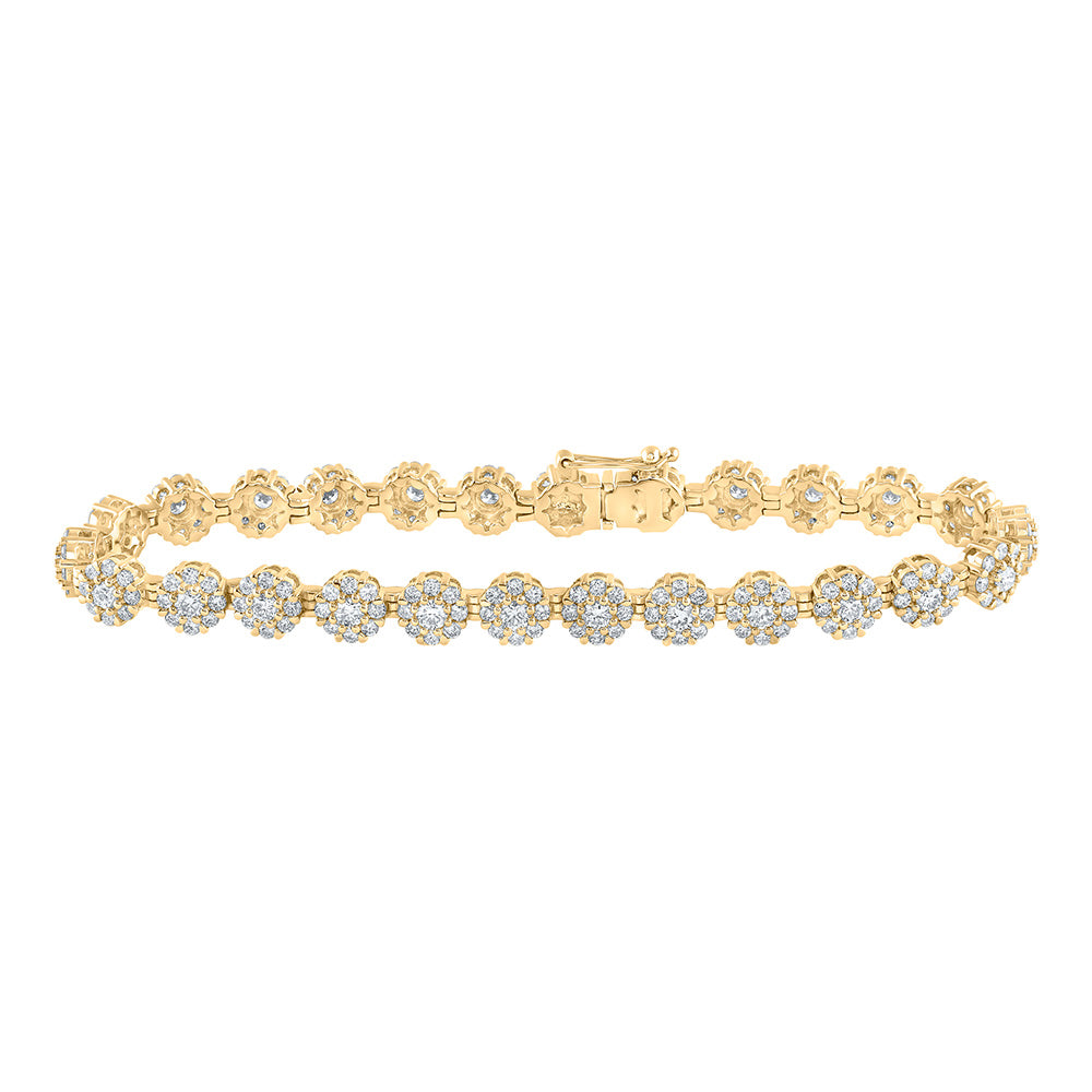 10kt Yellow Gold Womens Round Diamond Fashion Bracelet 4-3/4 Cttw