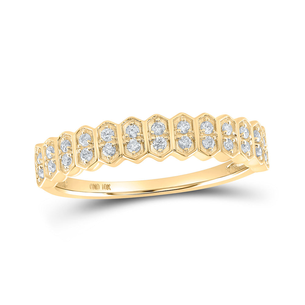 10kt Yellow Gold Womens Round Diamond Stackable Band Ring 1/6 Cttw