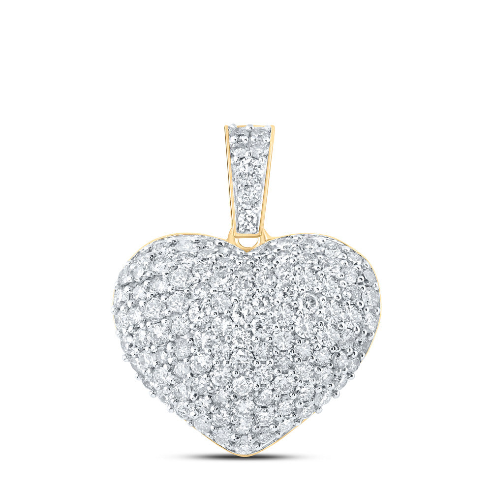 10kt Yellow Gold Womens Round Diamond Heart Pendant 1 Cttw