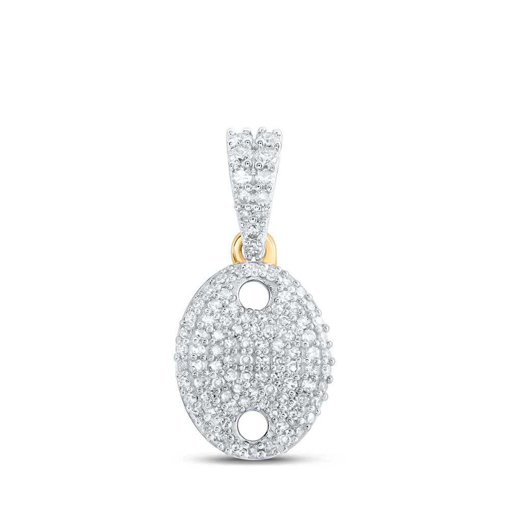 10kt Yellow Gold Womens Round Diamond Oval Pendant 1/3 Cttw