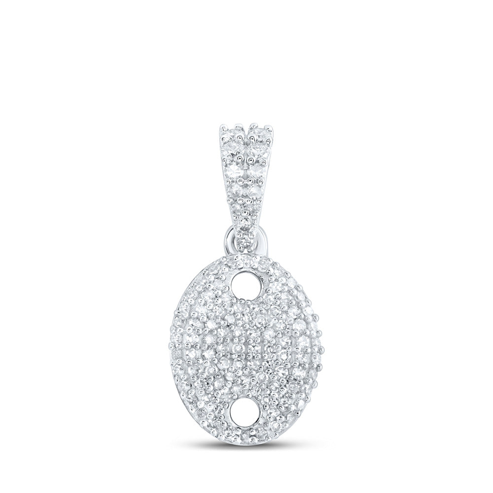 10kt White Gold Womens Round Diamond Oval Pendant 1/3 Cttw