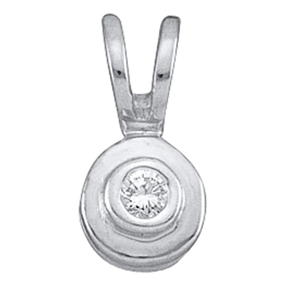 10kt White Gold Womens Round Diamond Solitaire Circle Pendant .03 Cttw