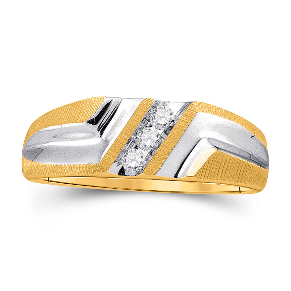 10kt Yellow Gold Mens Round Diamond Wedding Band Ring 1/10 Cttw