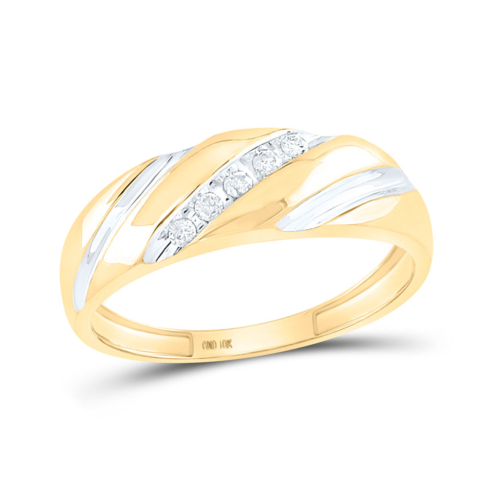 10kt Yellow Gold Mens Round Diamond Wedding Band Ring 1/10 Cttw