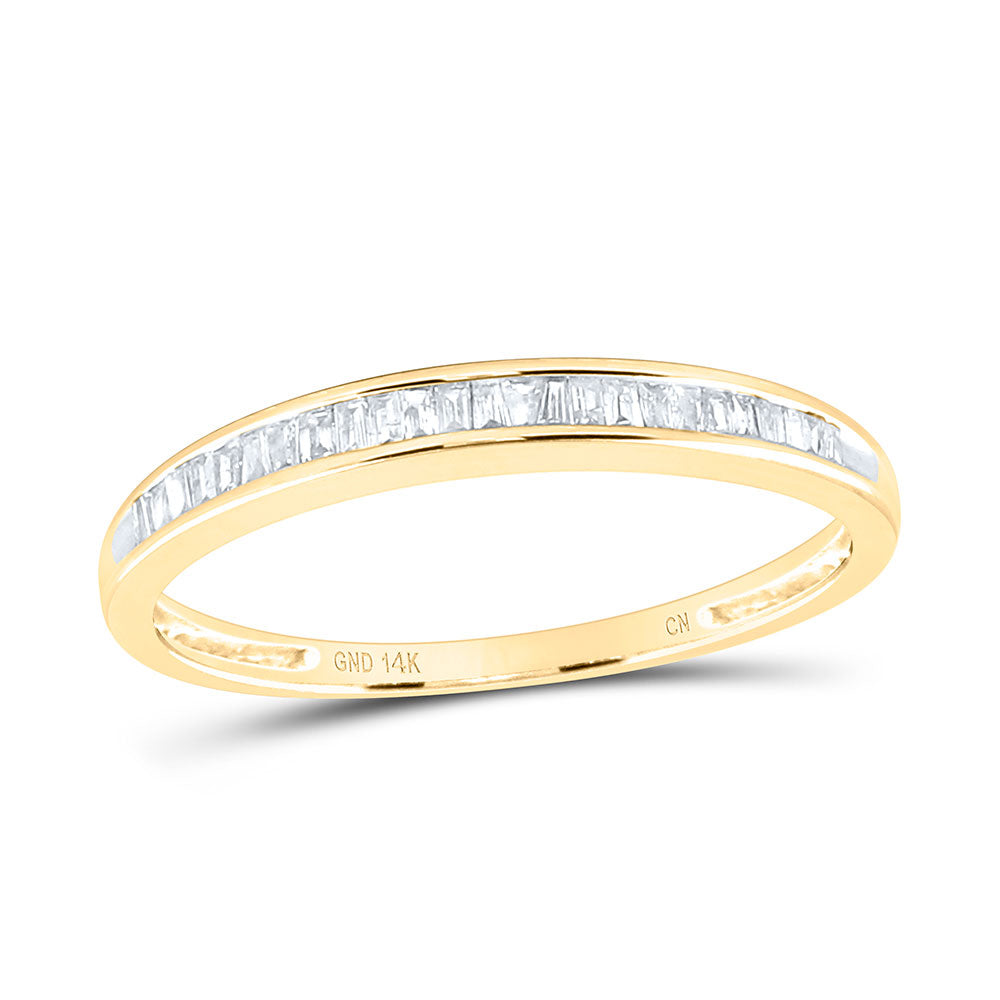 14kt Yellow Gold Womens Baguette Diamond Wedding Anniversary Band Ring 1/6 Cttw