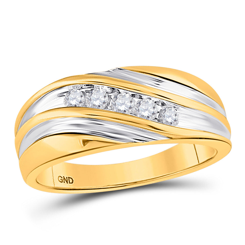 14kt Yellow Gold Mens Round Diamond Wedding Band Ring 1/4 Cttw