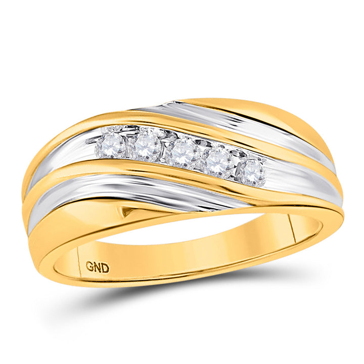 14kt Yellow Gold Mens Round Diamond Wedding Band Ring 1/4 Cttw