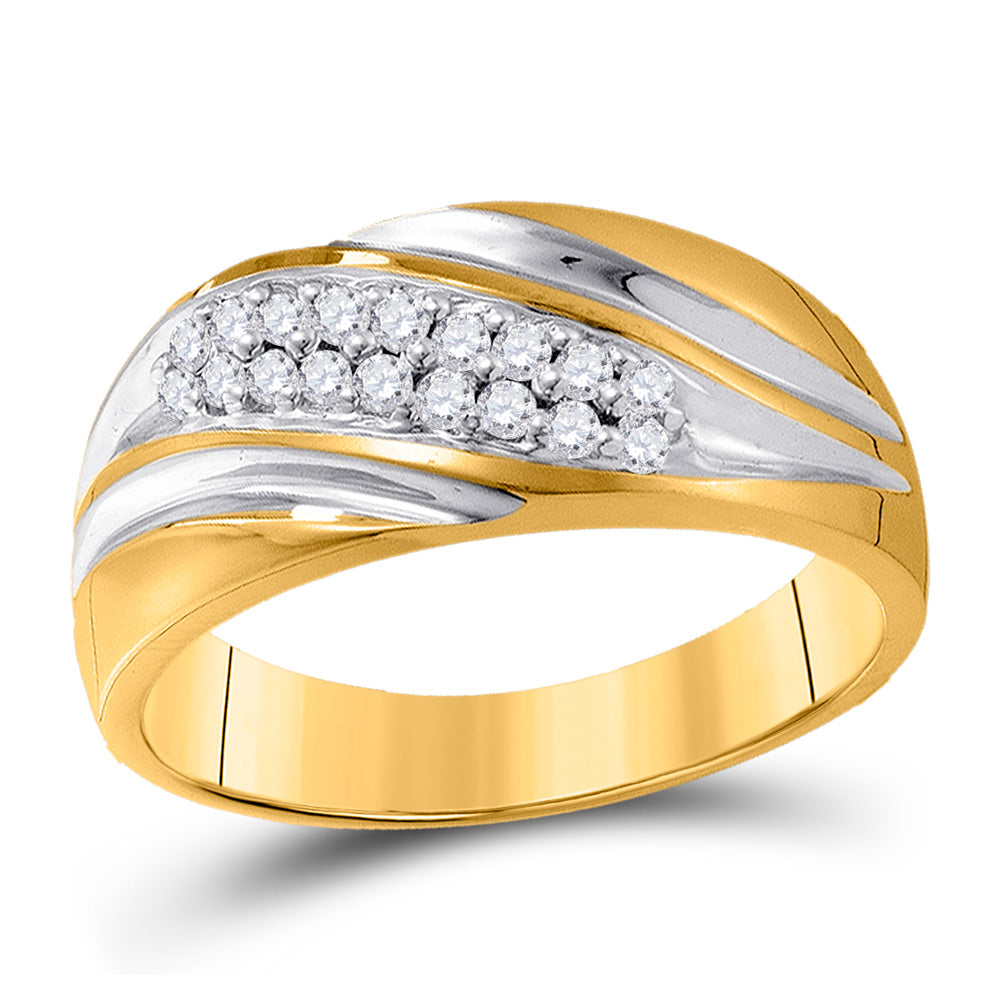 10kt Yellow Gold Mens Round Diamond Wedding Band Ring 1/4 Cttw