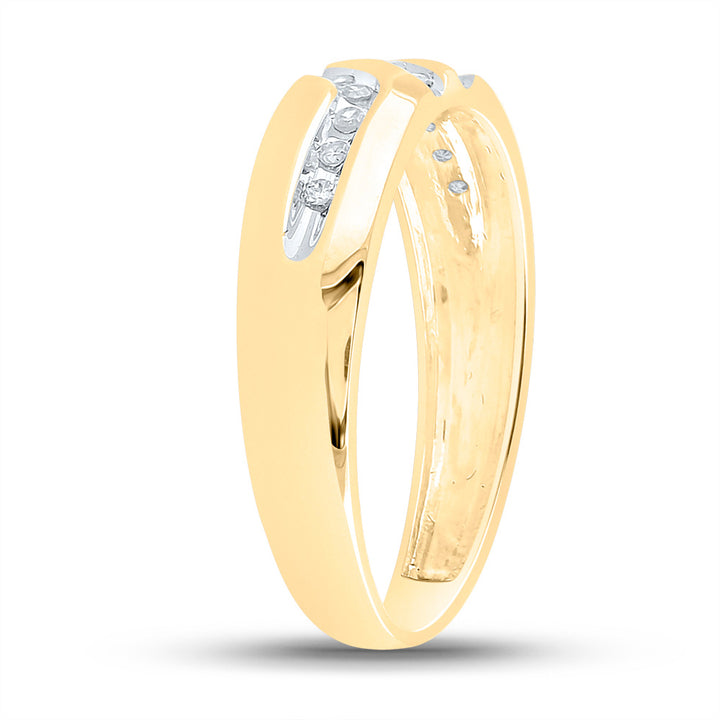 10kt Yellow Gold Mens Round Diamond Wedding Band Ring 1/8 Cttw