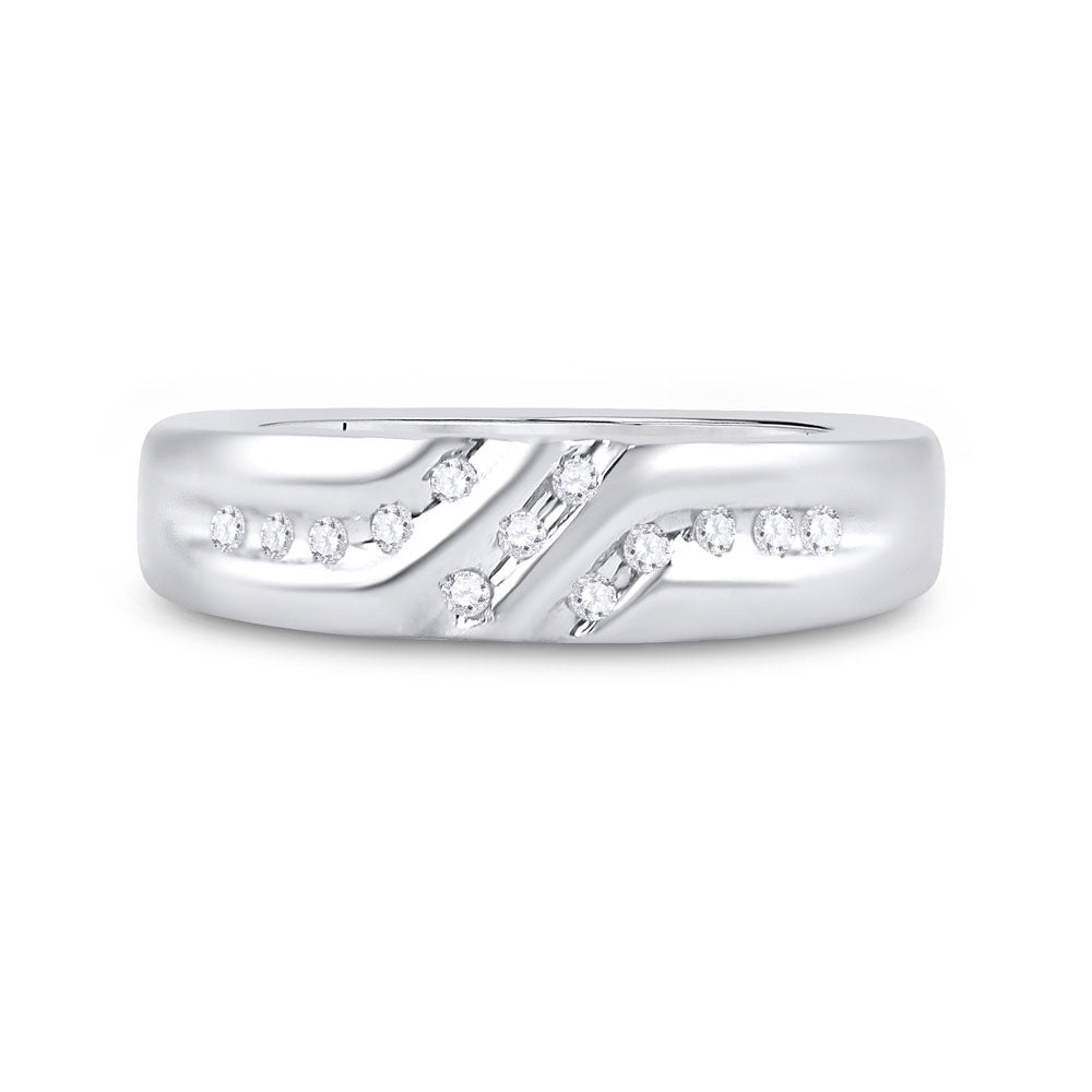 10kt White Gold Mens Round Diamond Wedding Band Ring 1/8 Cttw