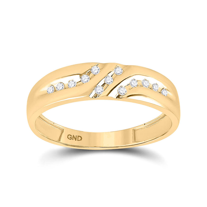 14kt Yellow Gold Mens Round Diamond Wedding Band Ring 1/8 Cttw