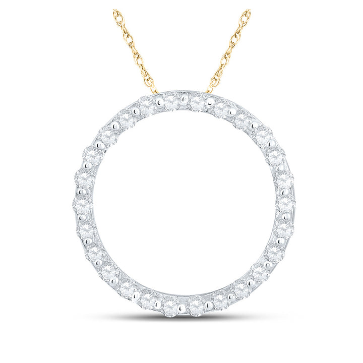 14kt Yellow Gold Womens Round Diamond Circle Outline Pendant 1/2 Cttw