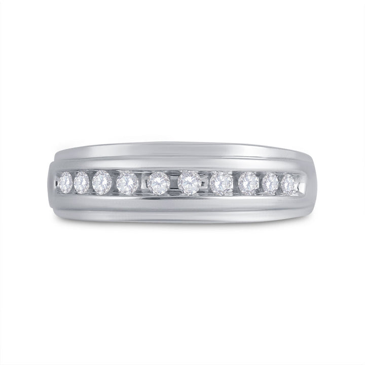 14kt White Gold Mens Round Diamond Wedding Band Ring 1/4 Cttw