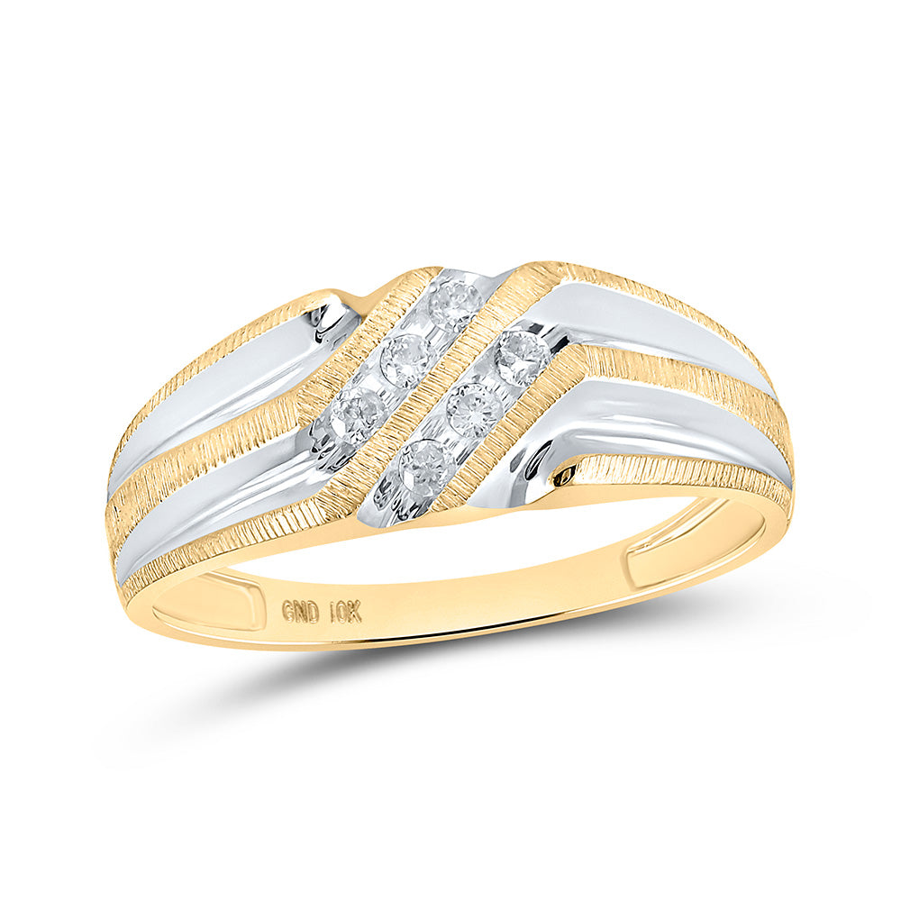 10kt Two-tone Gold Mens Round Diamond Wedding Band Ring 1/8 Cttw