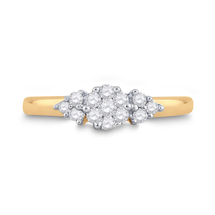 14kt Yellow Gold Womens Round Diamond Cluster Fashion Ring 1/4 Cttw