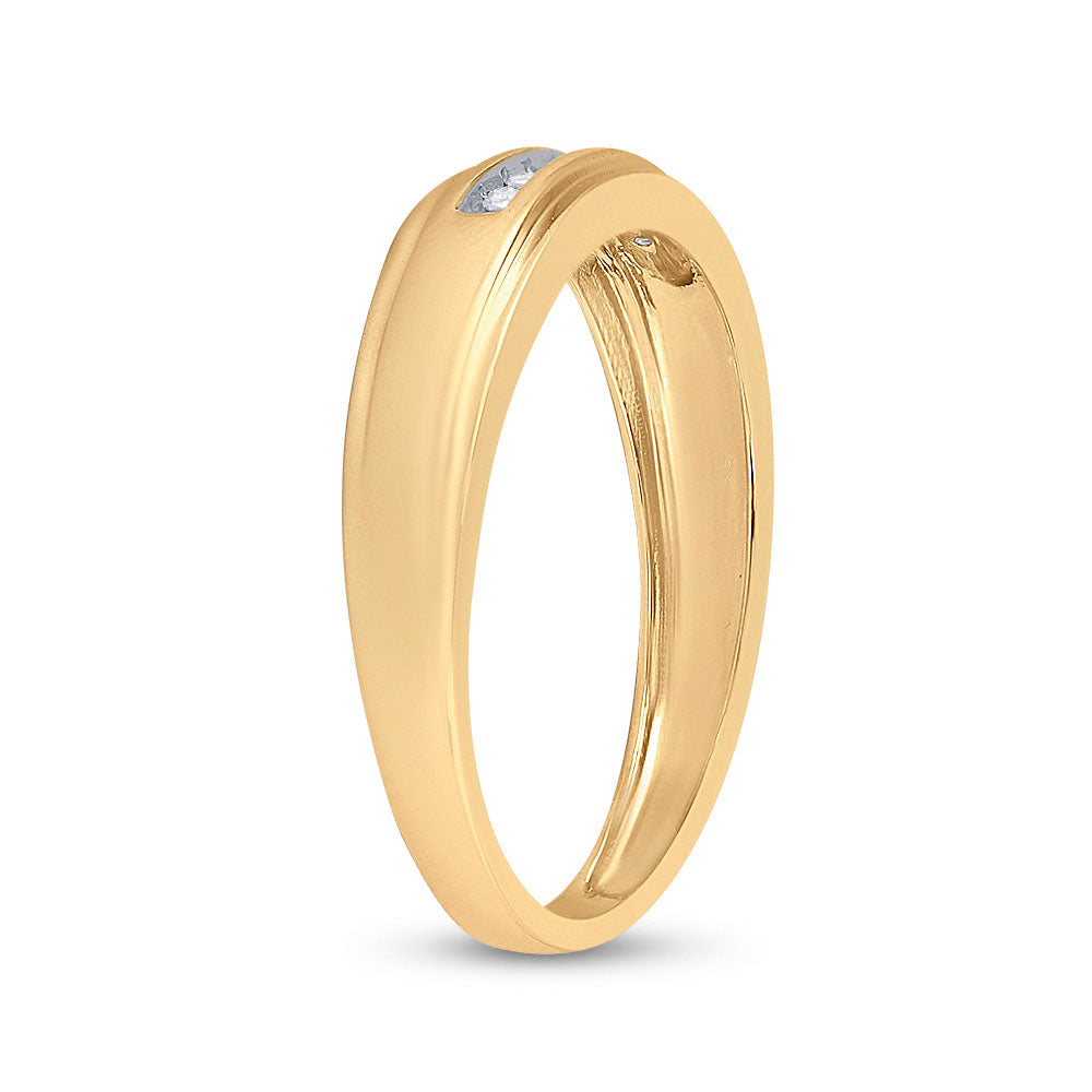 14kt Yellow Gold Mens Round Diamond Wedding Band Ring 1/12 Cttw