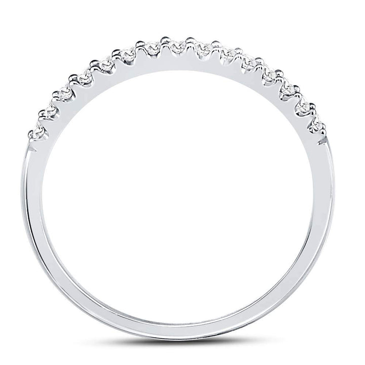 14kt White Gold Womens Round Diamond Wedding Single Row Band 1/6 Cttw