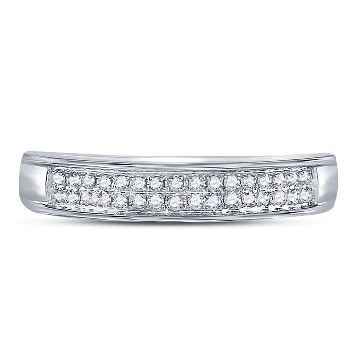 10kt White Gold Womens Round Diamond Double Row Band Ring 1/10 Cttw