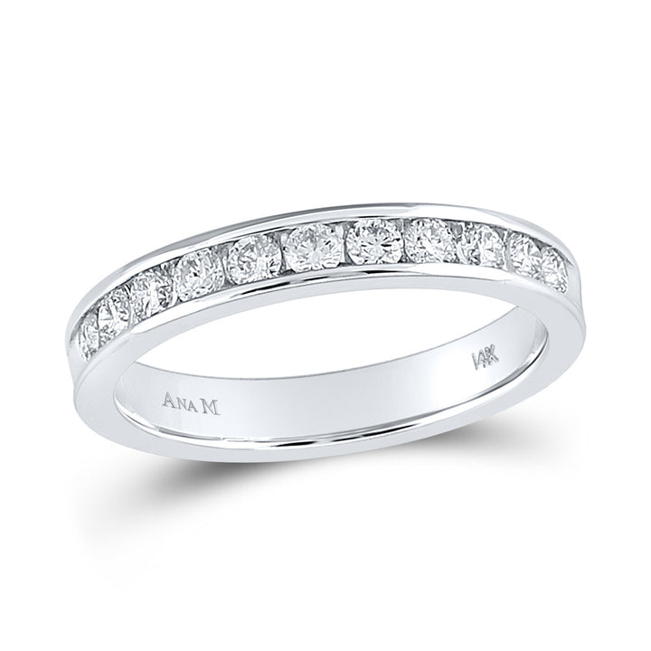 14kt White Gold Womens Round Diamond Wedding Machine Set Band 1/2 Cttw