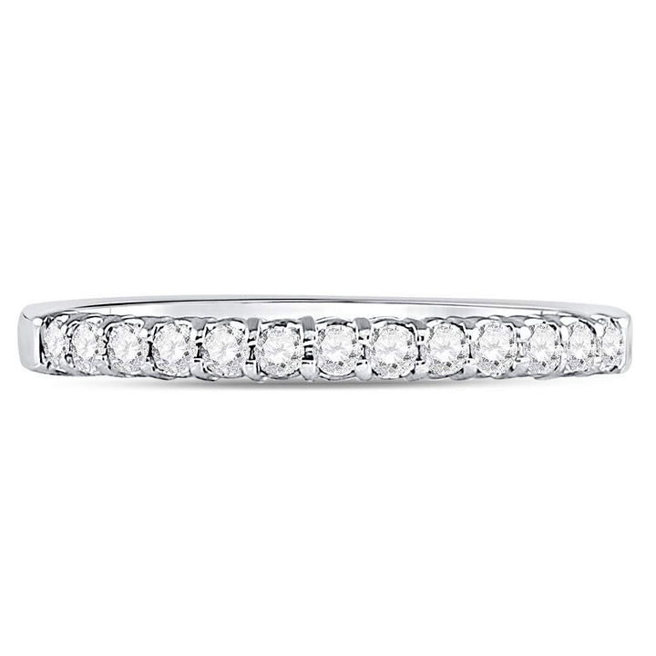 14kt White Gold Womens Round Diamond Machine-set Wedding Band Ring 1/4 Cttw