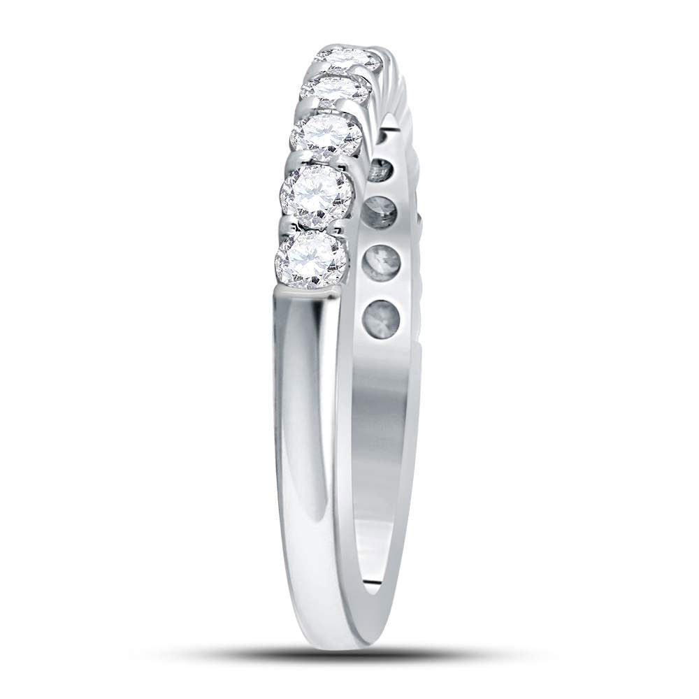 14kt White Gold Womens Machine Set Round Diamond Single Row Wedding Band 1/2 Cttw