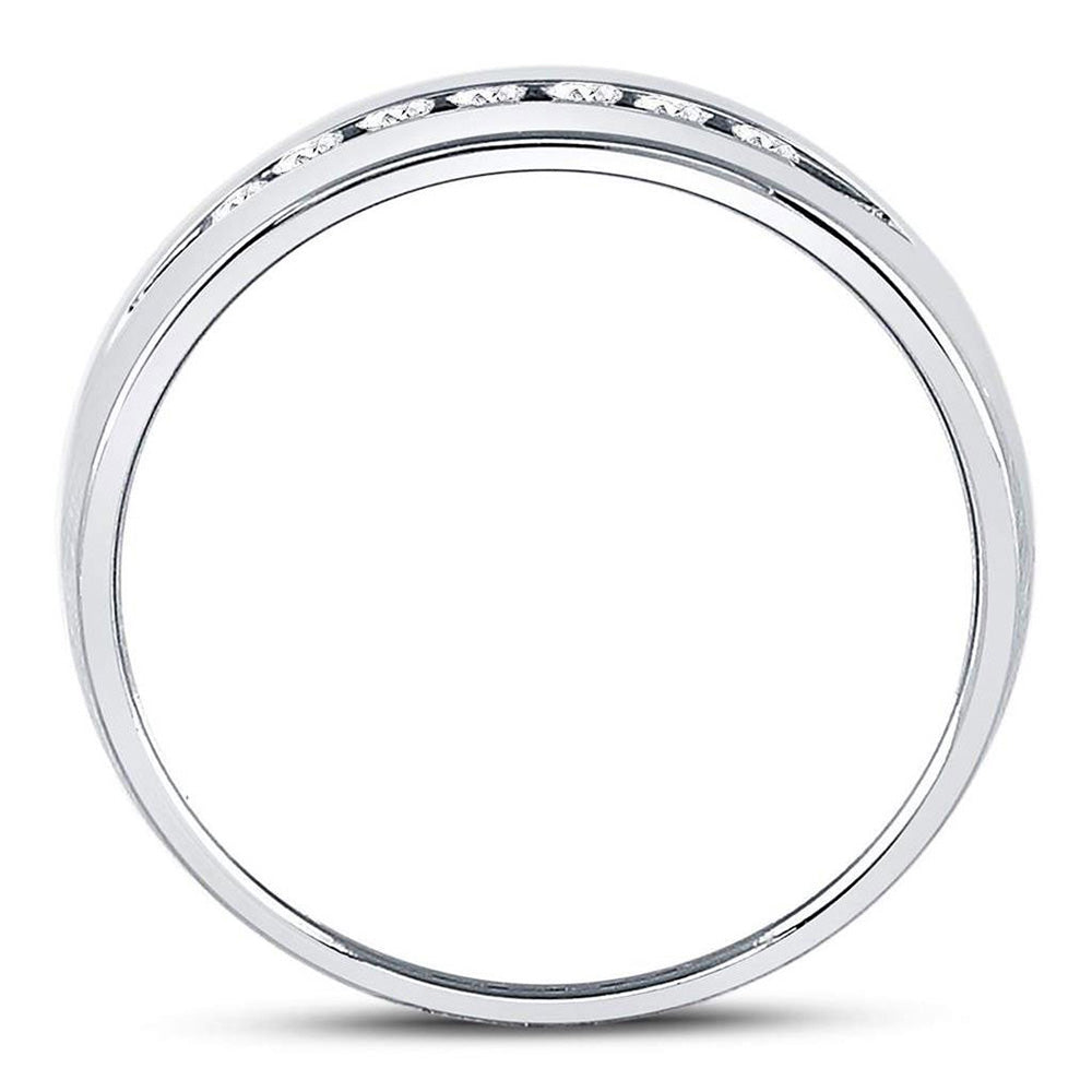 14kt White Gold Mens Round Channel-set Diamond Wedding Band Ring 1/4 Cttw