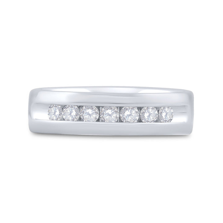 14kt White Gold Mens Round Diamond Wedding Single Row Band Ring 1/2 Cttw