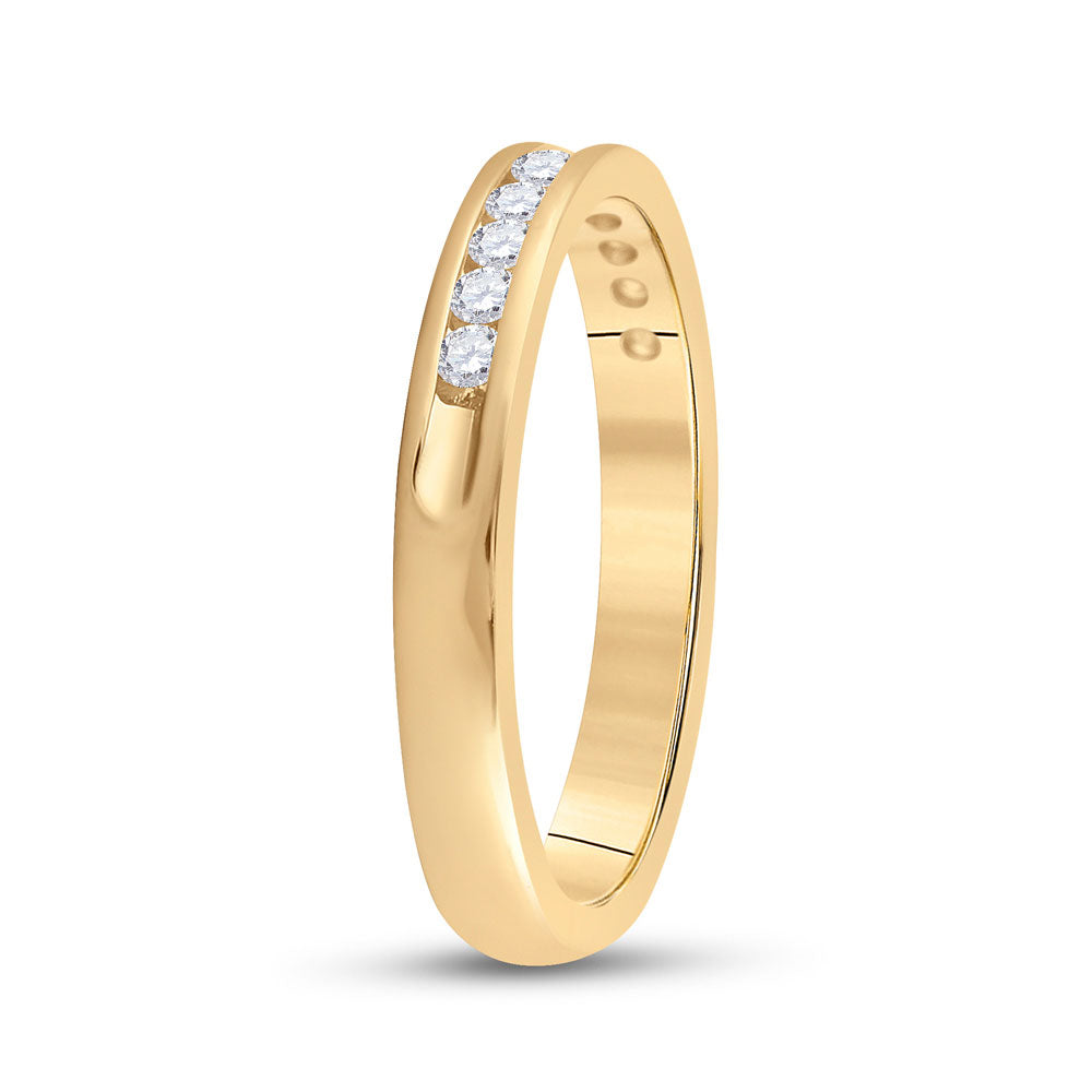 14kt Yellow Gold Womens Round Diamond Wedding Band 1/4 Cttw