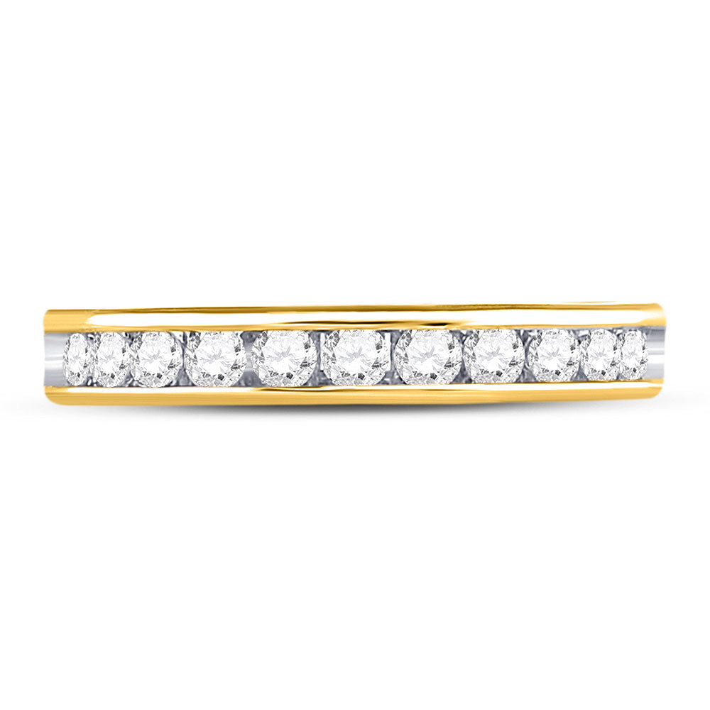 14kt Yellow Gold Womens Round Diamond Single Row Wedding Band 1/2 Cttw