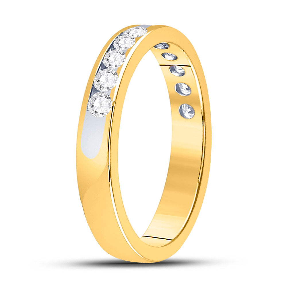 14kt Yellow Gold Womens Round Diamond Single Row Wedding Band 1/2 Cttw