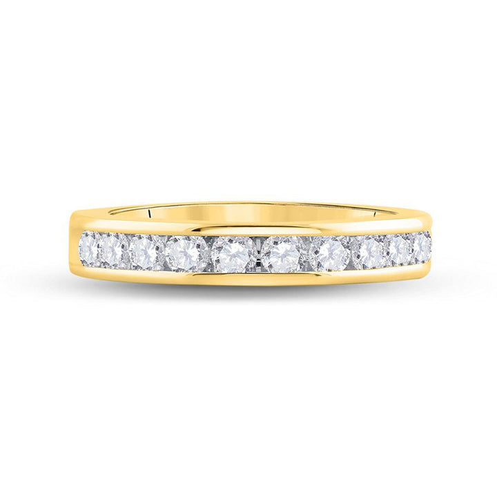 14kt Yellow Gold Womens Round Diamond Channel-set 4mm Wedding Band 3/4 Cttw