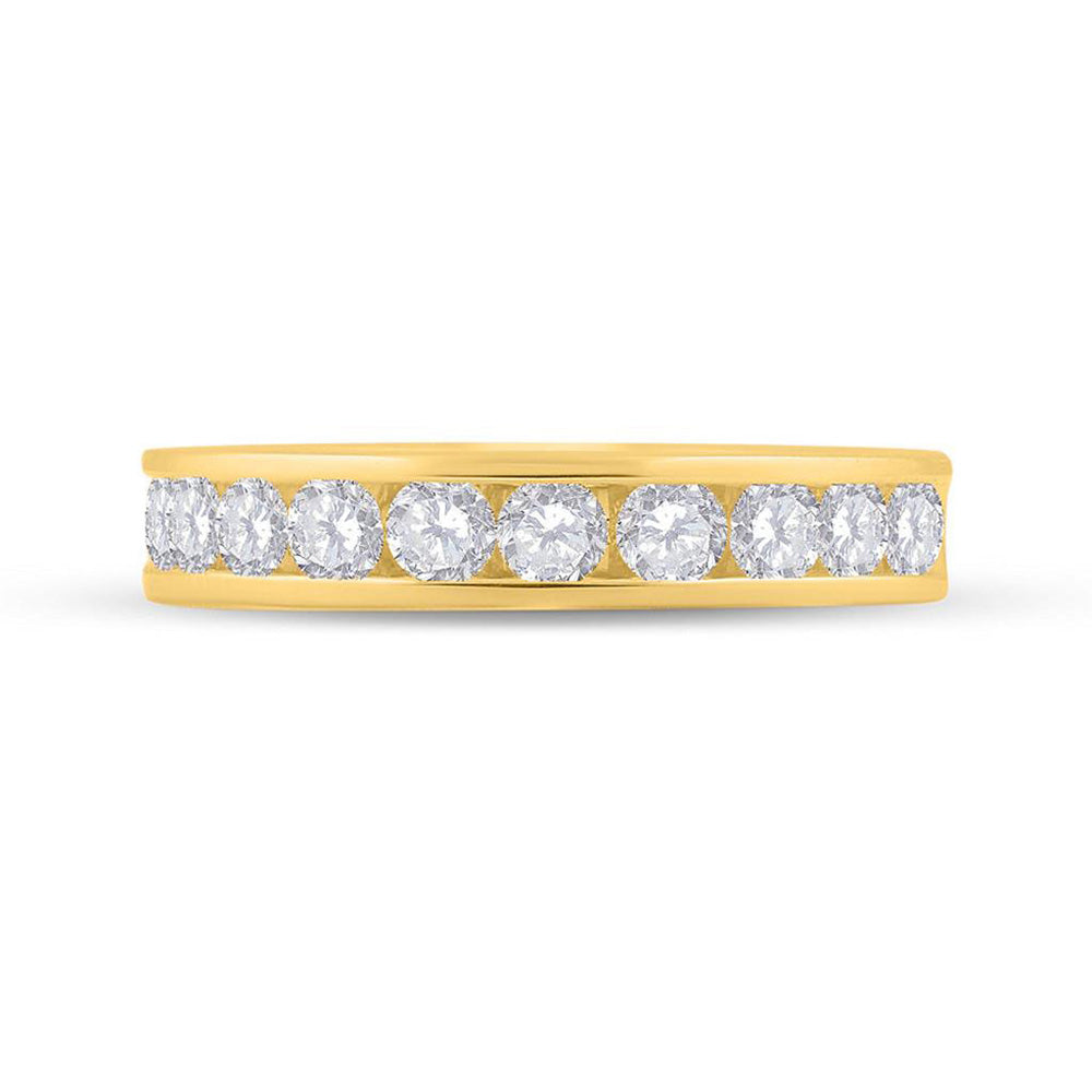 14kt Yellow Gold Womens Round Diamond Wedding Single Row Band 1 Cttw