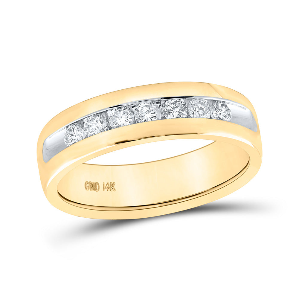 14kt Yellow Gold Mens Round Diamond Wedding Single Row Band Ring 1/2 Cttw