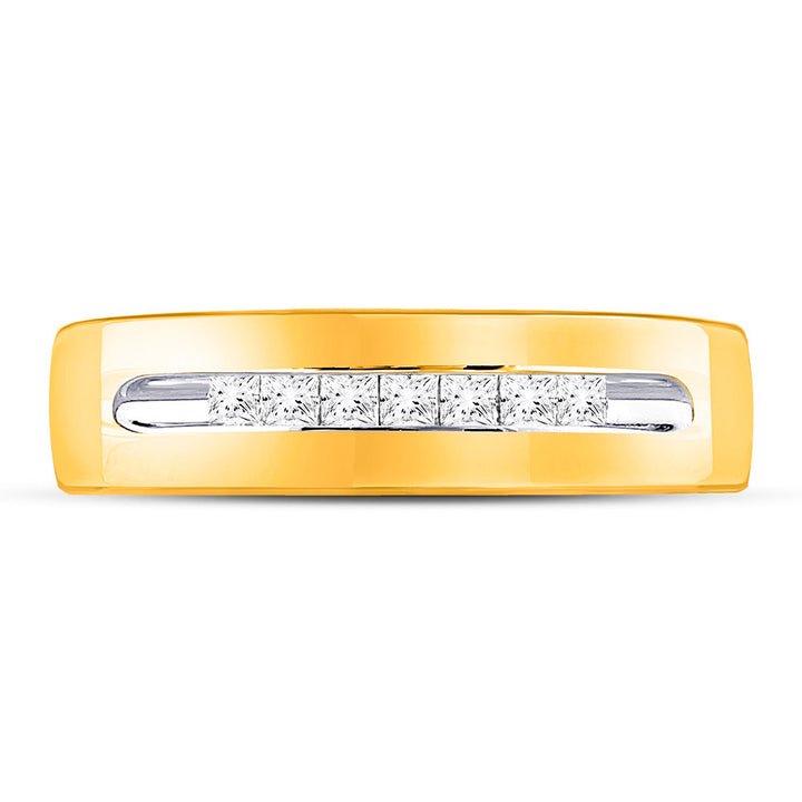 14kt Yellow Gold Mens Princess Diamond Wedding Band Ring 1/4 Cttw