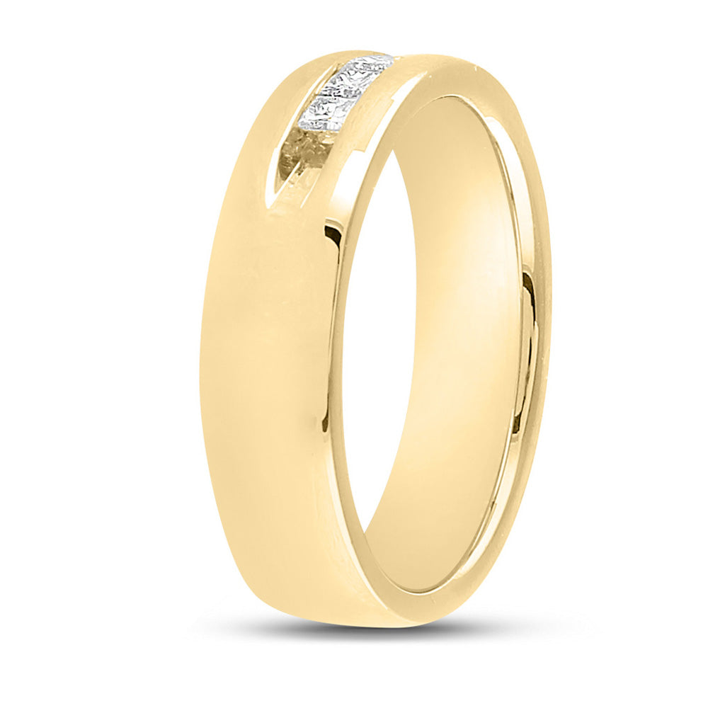 14kt Yellow Gold Mens Princess Diamond Wedding Single Row Band Ring 1/2 Cttw