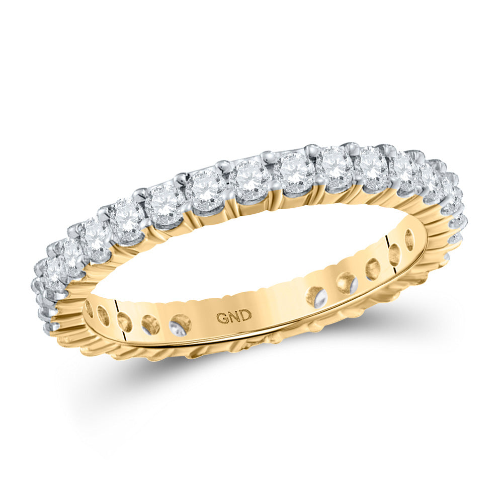 14kt Yellow Gold Womens Round Pave-set Diamond Eternity Wedding Band 1/2 Cttw