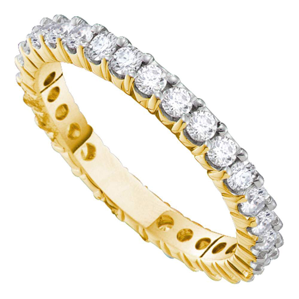 14kt Yellow Gold Womens Round Pave-set Diamond Eternity Wedding Band 1 Cttw