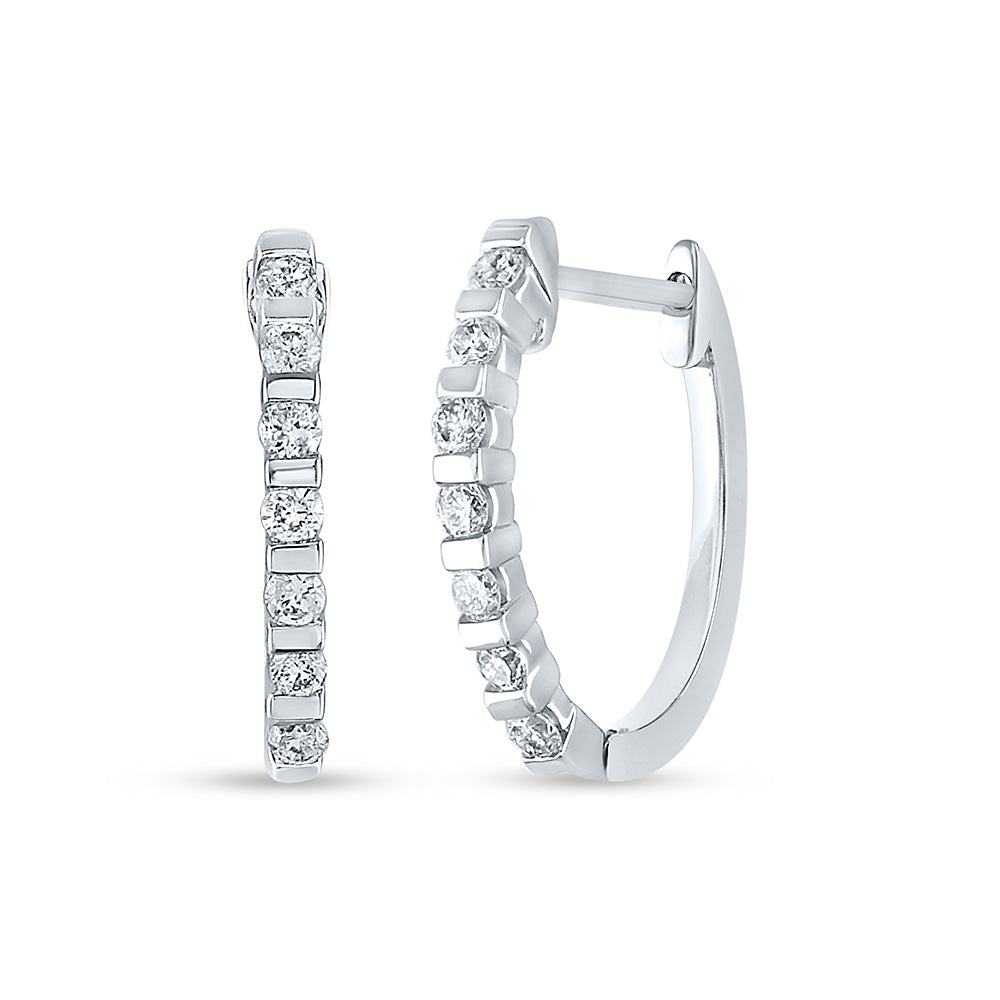 10kt White Gold Womens Round Diamond Hoop Earrings 1/4 Cttw