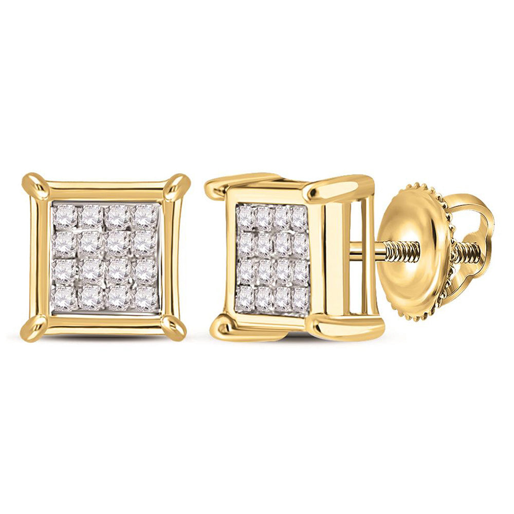 10kt Yellow Gold Womens Princess Diamond Square Earrings 1/6 Cttw