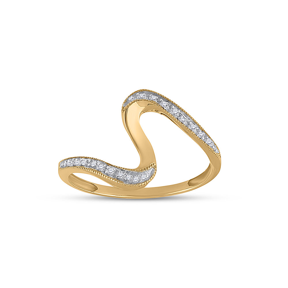 10kt Yellow Gold Womens Round Diamond S Curve Band Ring 1/20 Cttw