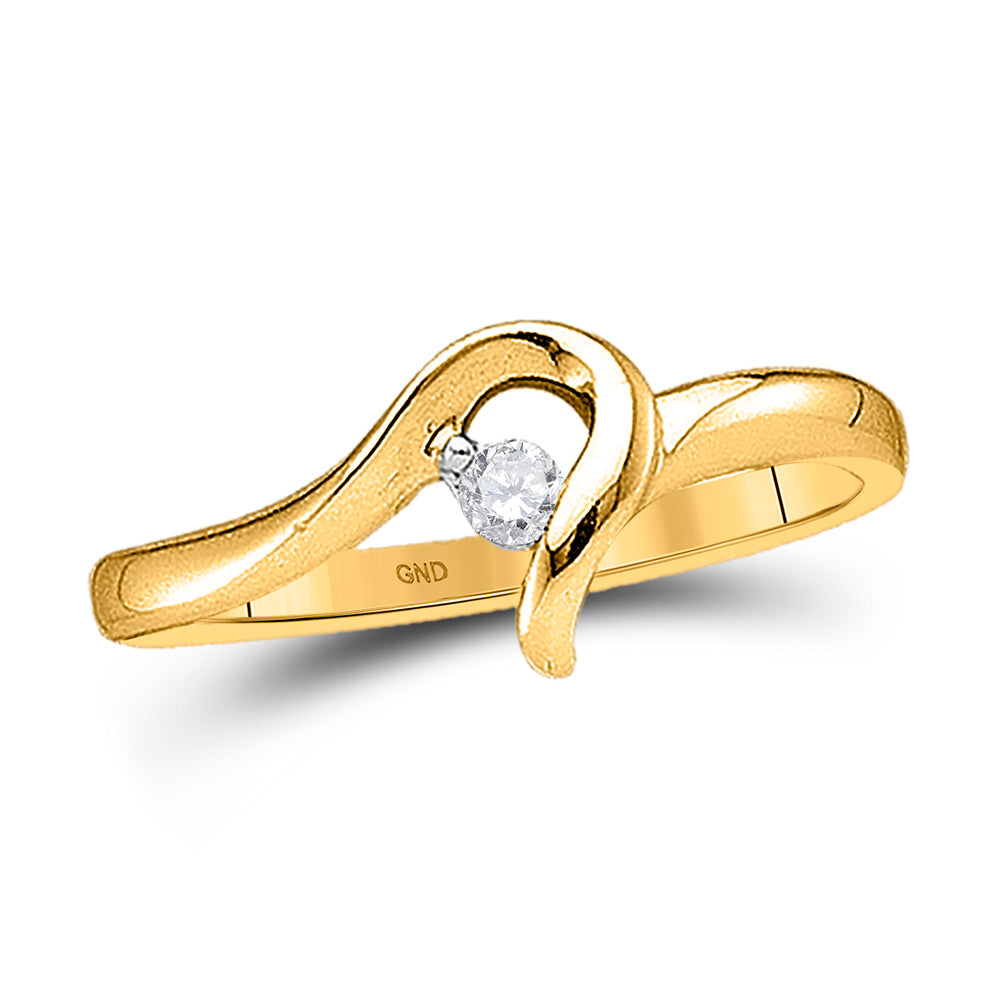 10kt Yellow Gold Womens Round Diamond Solitaire Promise Ring 1/20 Cttw