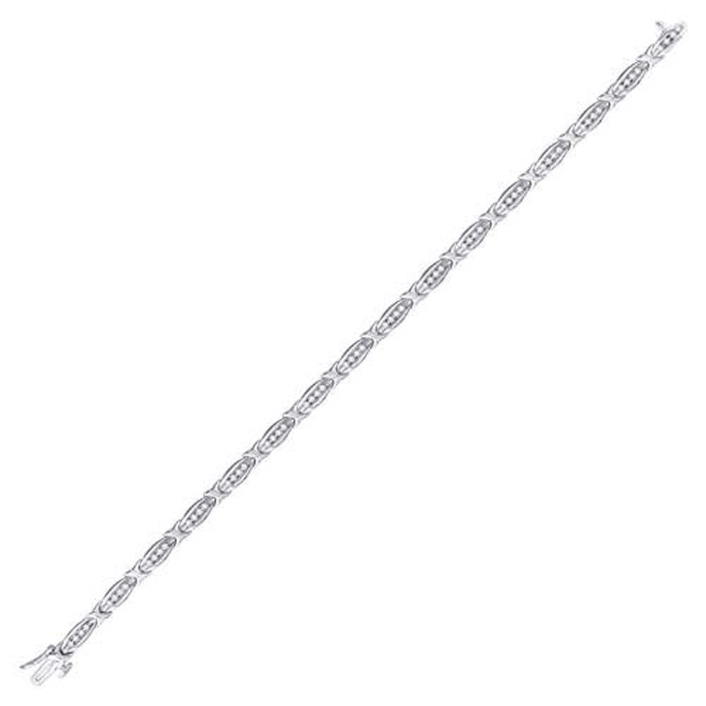 10kt White Gold Womens Round Diamond X Link Fashion Bracelet 1/2 Cttw