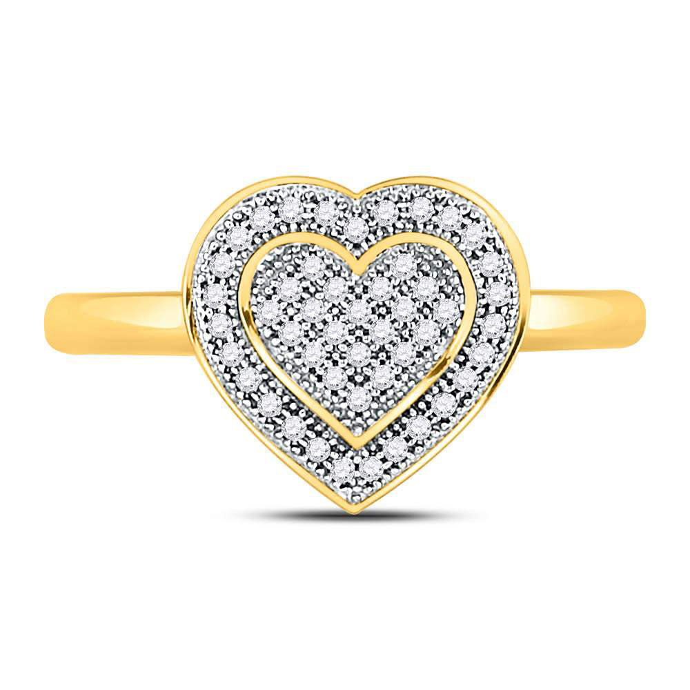 10kt Yellow Gold Womens Round Diamond Heart Ring 1/6 Cttw