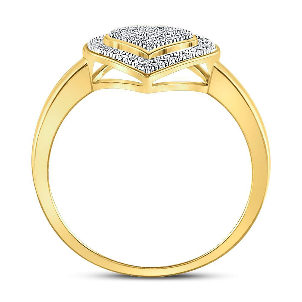 10kt Yellow Gold Womens Round Diamond Heart Ring 1/6 Cttw