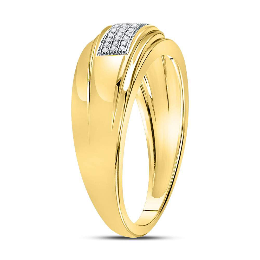 10kt Two-tone Gold Mens Round Diamond Wedding Band Ring 1/8 Cttw