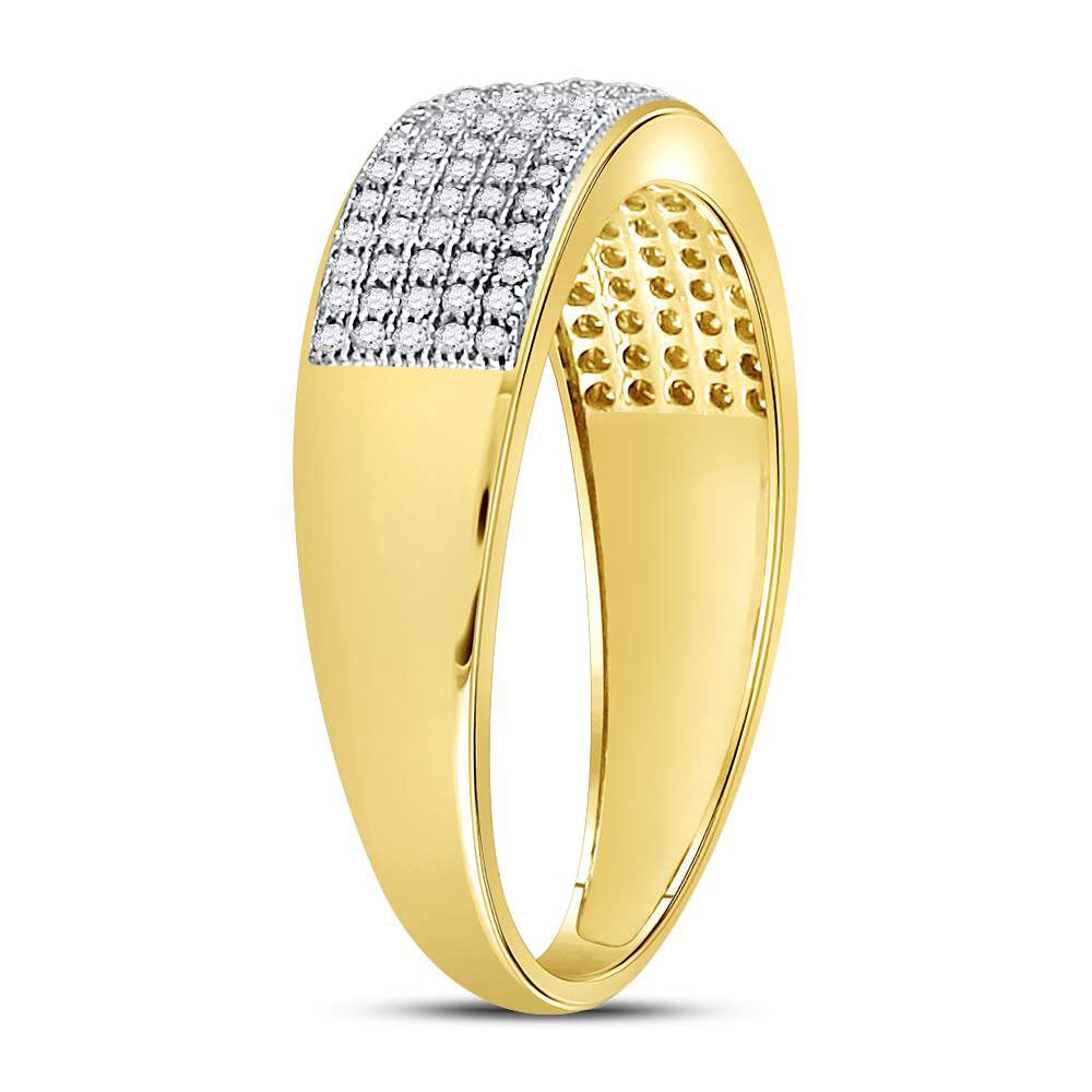 10kt Yellow Gold Mens Round Diamond Wedding Band Ring 3/8 Cttw