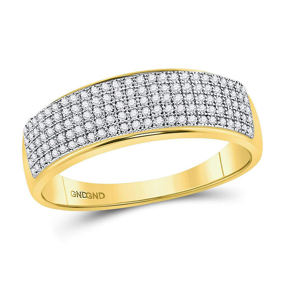 10kt Yellow Gold Mens Round Diamond Wedding Band Ring 3/8 Cttw