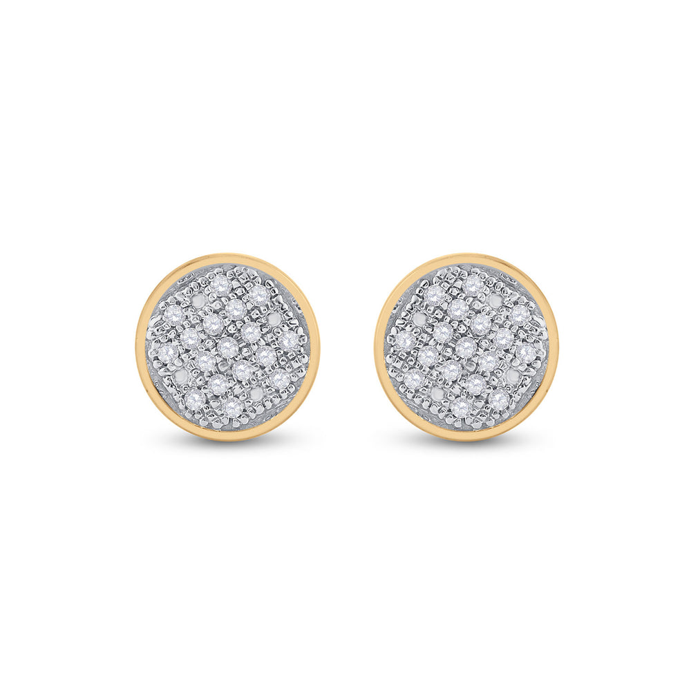 10kt Yellow Gold Womens Round Diamond Circle Cluster Earrings 1/10 Cttw