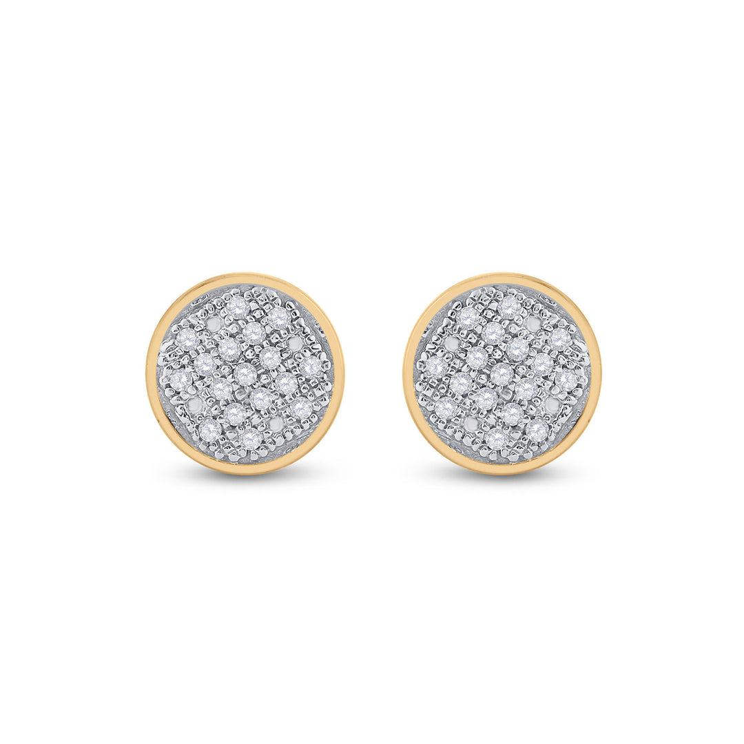 10kt Yellow Gold Womens Round Diamond Circle Cluster Earrings 1/10 Cttw